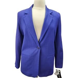 NEW Sag Harbor Blazer Womens 14 Royal Blue Wool Suit Jacket Work Career Business